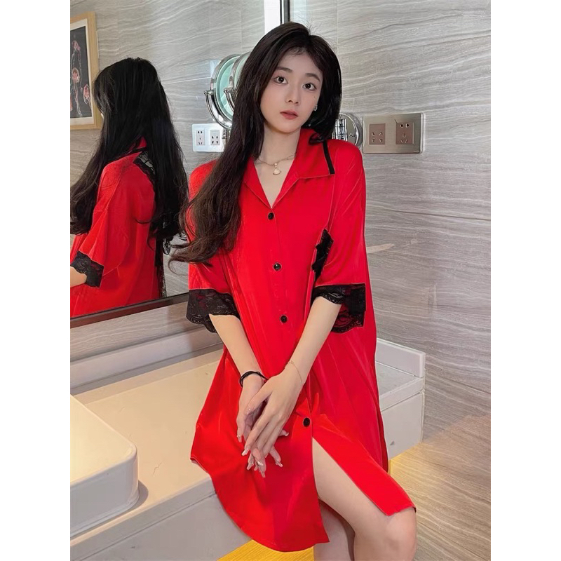 JC- Daster kerah Satin Import Premium / Daster wanita Sutra Es terbaru Import Korea / 2023 Korea