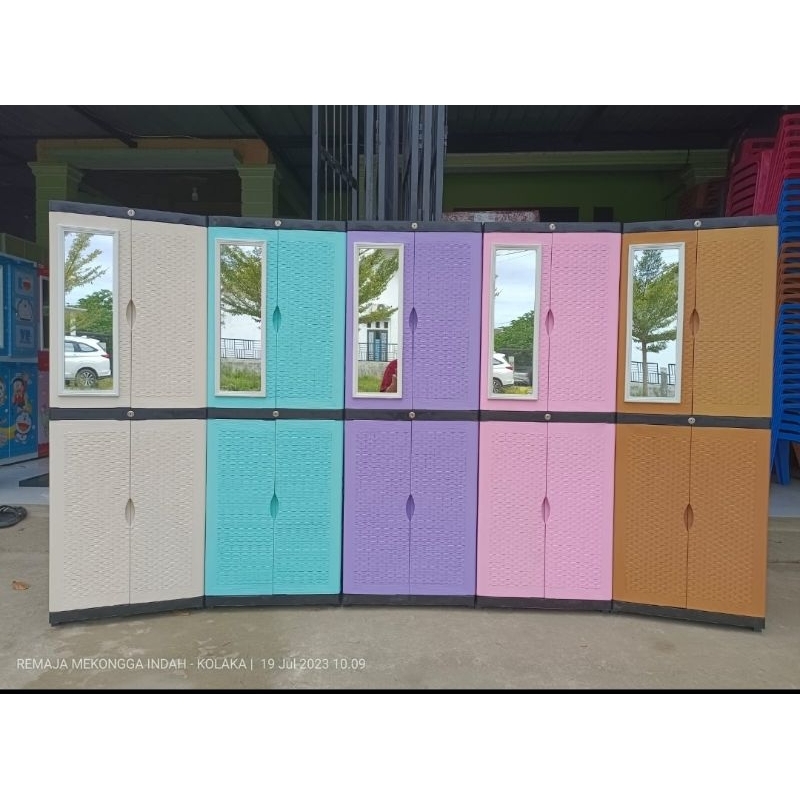 Lemari Plastik Gantung Baju Cermin Diva Mini Super Kunci Kaca/ Lemari Murah Kuat Minimalis