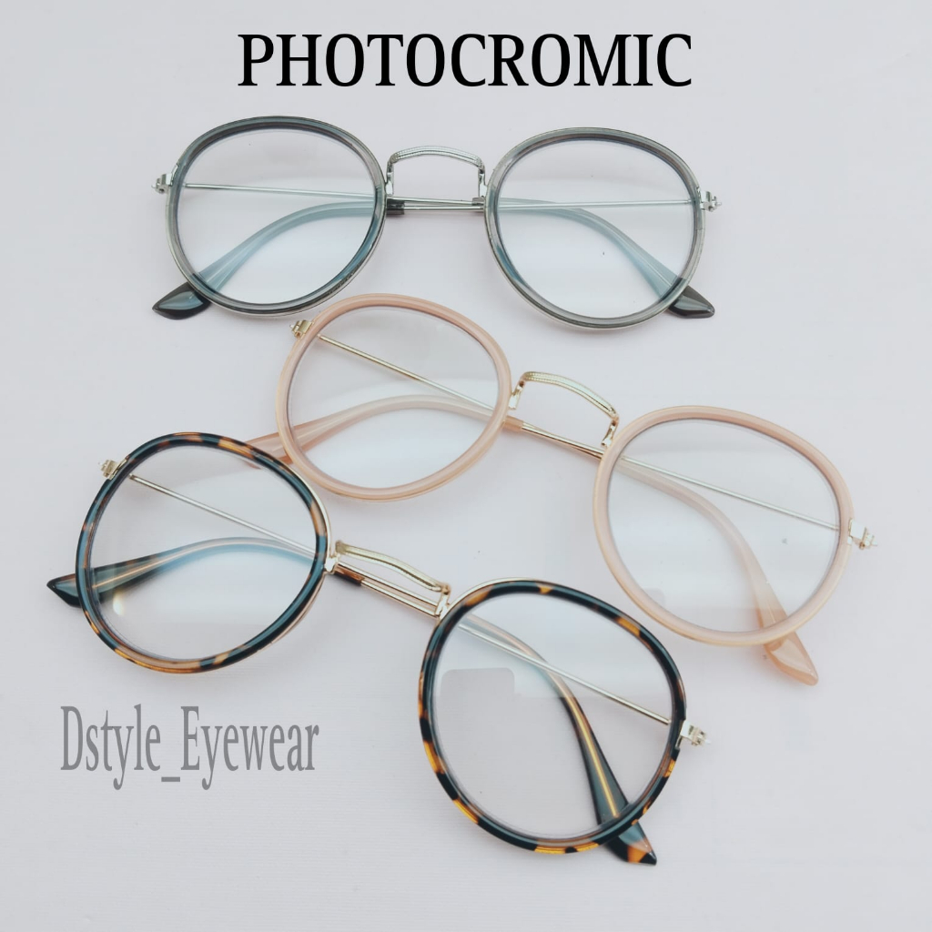 Kacamata Frame Bulat Kacamata Wanita dan Pria Gaya Retro Round Eyeglasses Metal Frame