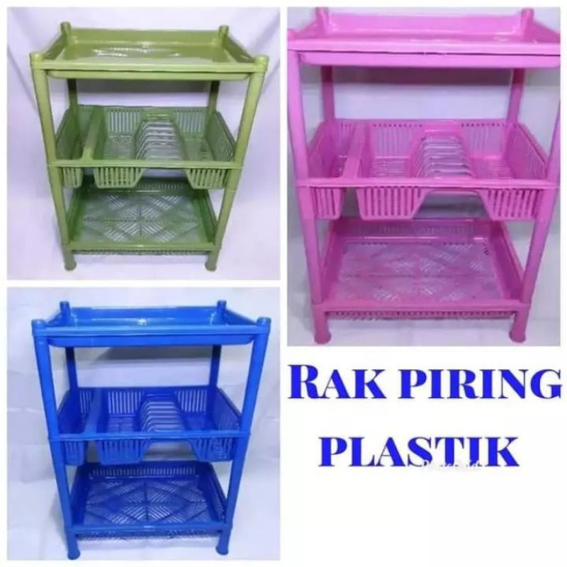 RAK PIRING PLASTIK 3 SUSUN/RAK BUMBU DAPUR/RAK PIRING PLASTIK SUSUN