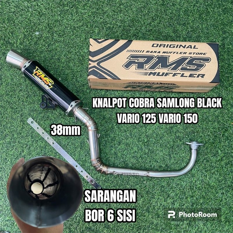 knalpot vario 125 vario 125 samlong rms black sarangan bor full setengah bisa request inlet 38mm dan