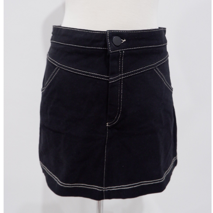 ROK JEANS DENIM SKIRT ZARA ORIGINAL SPAN BASIC HITAM PENDEK UKURAN L LARGE RESLETING KANCING PREMIUM