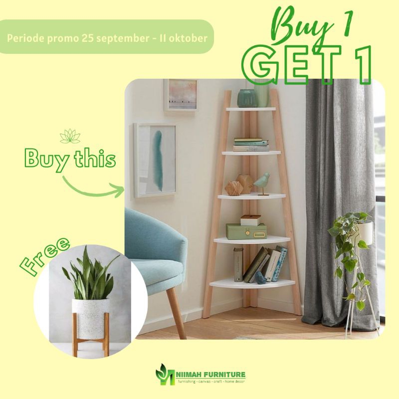 Rak Bunga Sudut / Pojok Kayu Jati Belanda