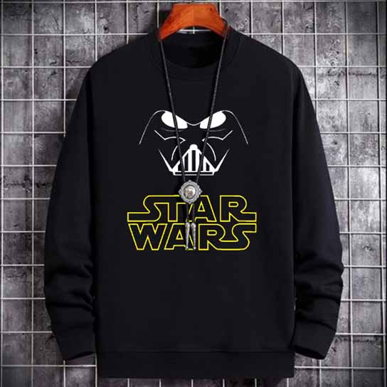 Sweater Darth Vader Star Wars Crewneck Sweeatshirt Black Cotton Fleece