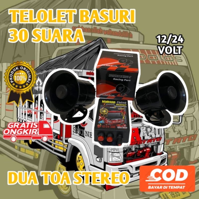 klakson telolet basuri 30 nada suara 12 dan 24 volt