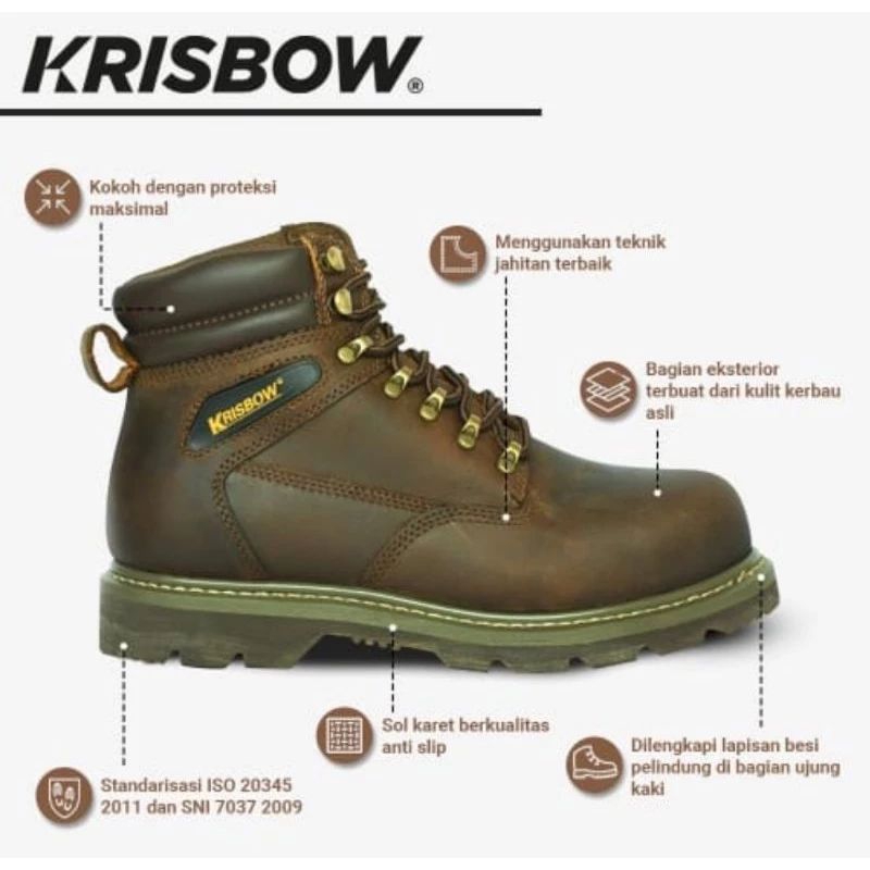 Sepatu safety vulcan krisbow 42 coklat muda second