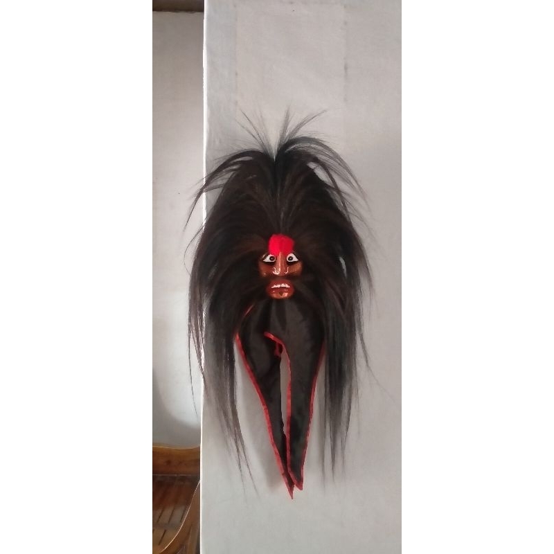 topeng bujang ganong rambut full kuda hitam mata melas