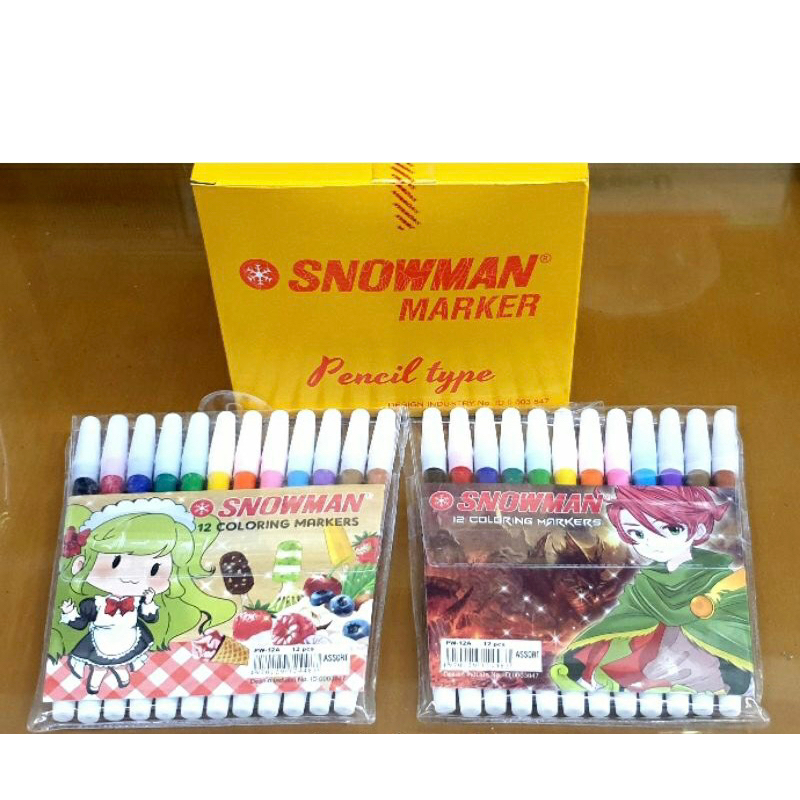 

PW12A Spidol 12 Warna Snowman Marker PW-12A Kecil