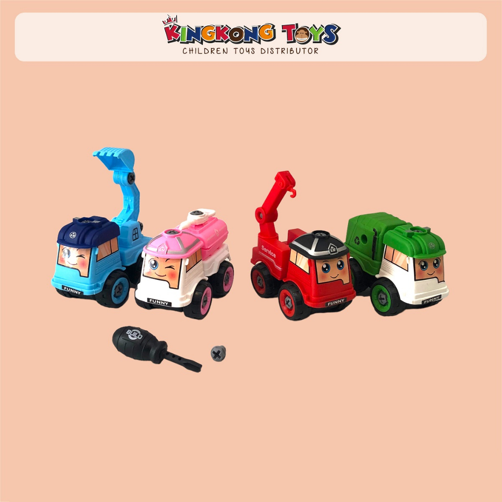 DIY Funny Car Poli 4pc / Mainan Mobil mobilan Bongkar Pasang DIY / Edukasi Laki Laki Assembly Toy Ca