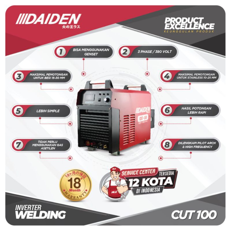 Travo Las Daiden Inverter Welding (Mesin Las) Plasma Cutter IGBT CUT 100