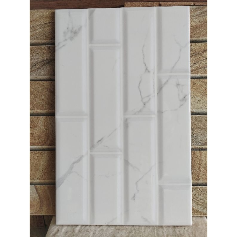 Keramik 25x40 GLOSSY BEVEL CARARA MARMER CLASIC