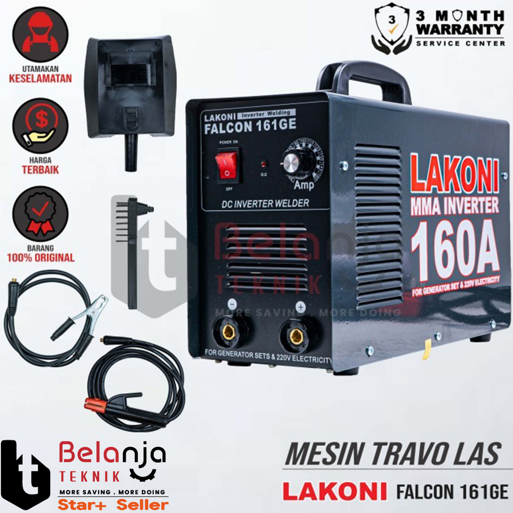 Lakoni Falcon Travo Las 160 A 161 GE Mesin Trafo Las MMA Inverter 1300 W