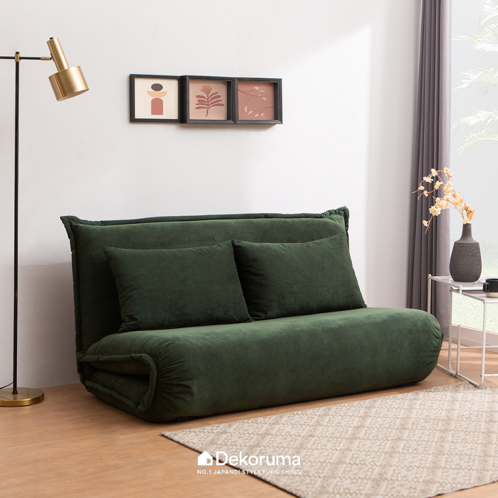 Dekoruma SHIORI Sofa Bed 2 Dudukan Kain / Sofabed Tamu 2 Seater - Hijau Tua