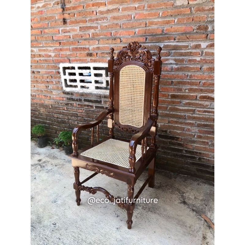 Kursi Raja/Kursi Rotan/Kursi Ukir Kayu Jati