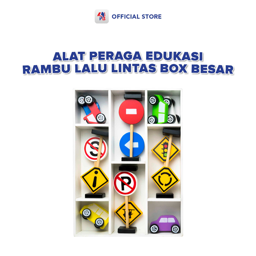 Mainan Edukasi Balok Kayu Alat Peraga Edukasi Anak Tk Paud Rambu Lalu Lintas Box Besar / UD BAROKAH 