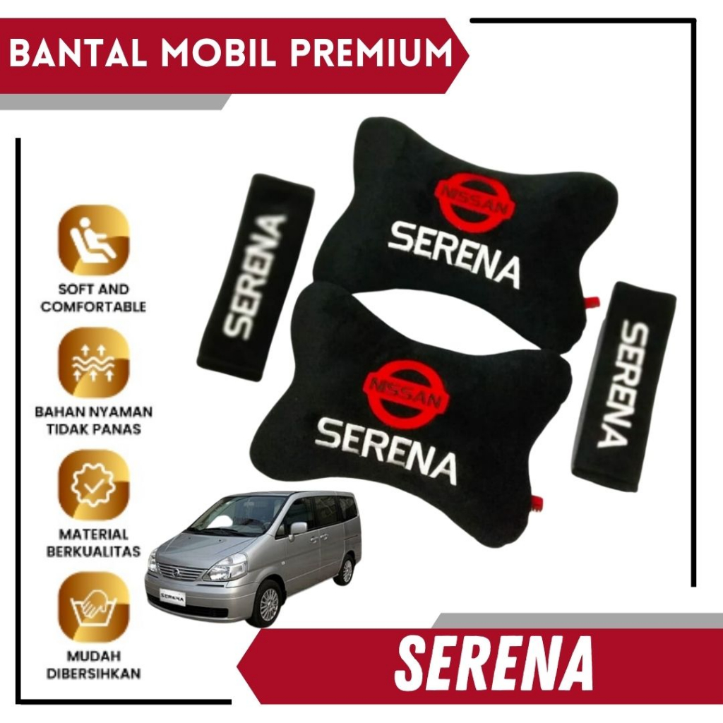 Bantal Headrest Sandaran Leher Kepala Bordir Mobil Logo Nissan Serena