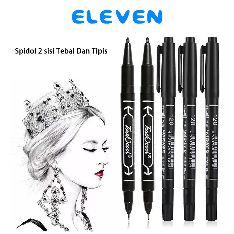 

ELEVEN Spidol permanen - 2-tip 0.5mm/1.0mm Cepat kering tidak beracun