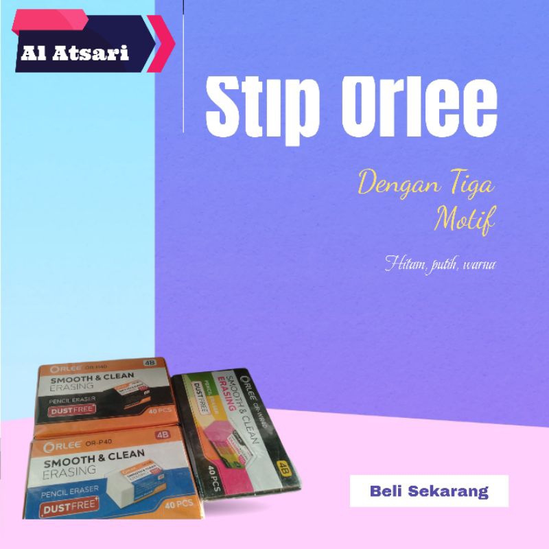 

Penghapus Orlee OR-H40 / Eraser / Stip Hitam Orlee (1 pack isi 40 pcs)