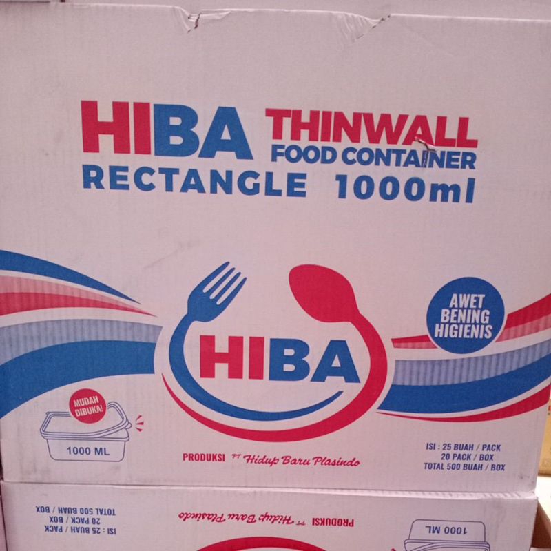 (GROSIR) Thinwall 1000ml rectangle HIBA karton
