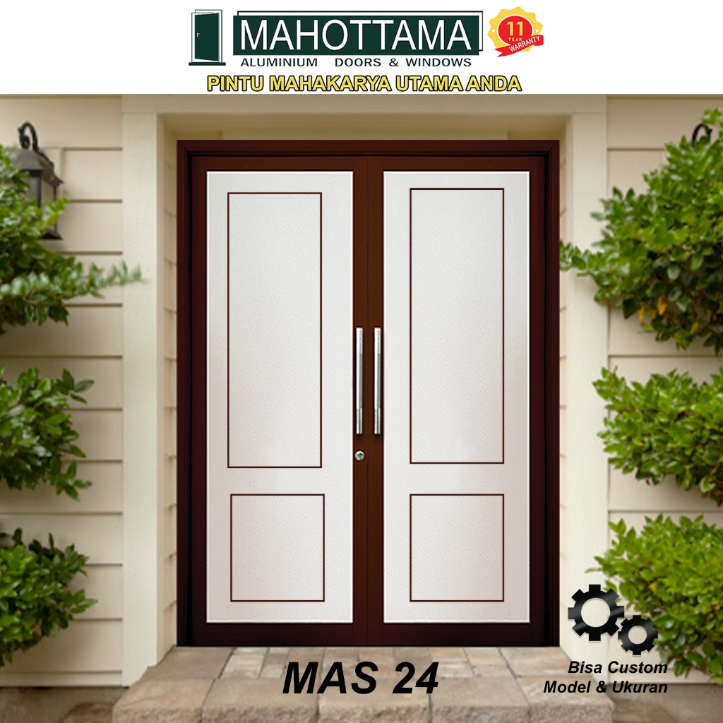 MAHOTTAMA - Pintu Rumah Kamar Tidur Kamar Mandi Aluminium Kaca 174 x 215cm Utama 1 Set Kunci Handle 
