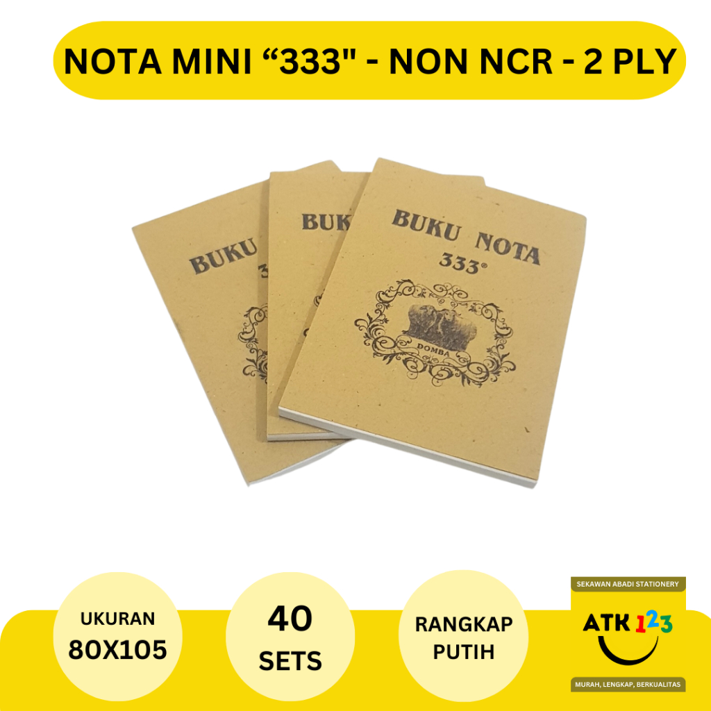 

Nota Mini 2 Ply Merk 333 / Rankap 2 / Putih Putih