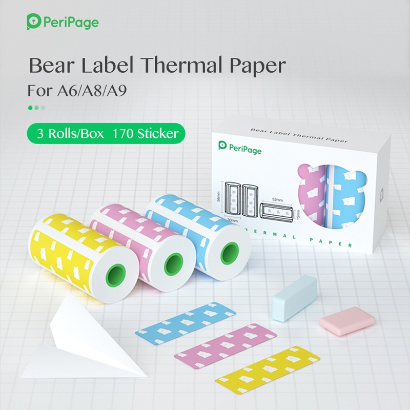 

PERIPAGE LABEL A6 Bear White Label Thermal Cutting 15mm 30mm Original