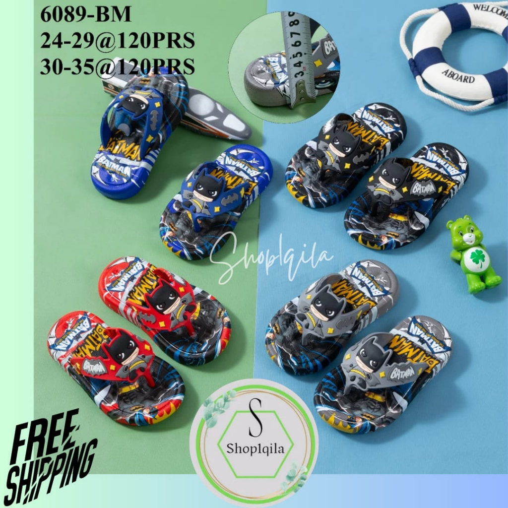 sandal japit anak laki" karakter Batman 6089 size 24-35//sandal jepit jelly anak cowok(POLA KECIL)