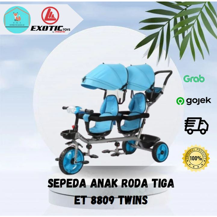Sepeda Anak Roda Tiga Exotic ET 8809 Kembar Kanopi