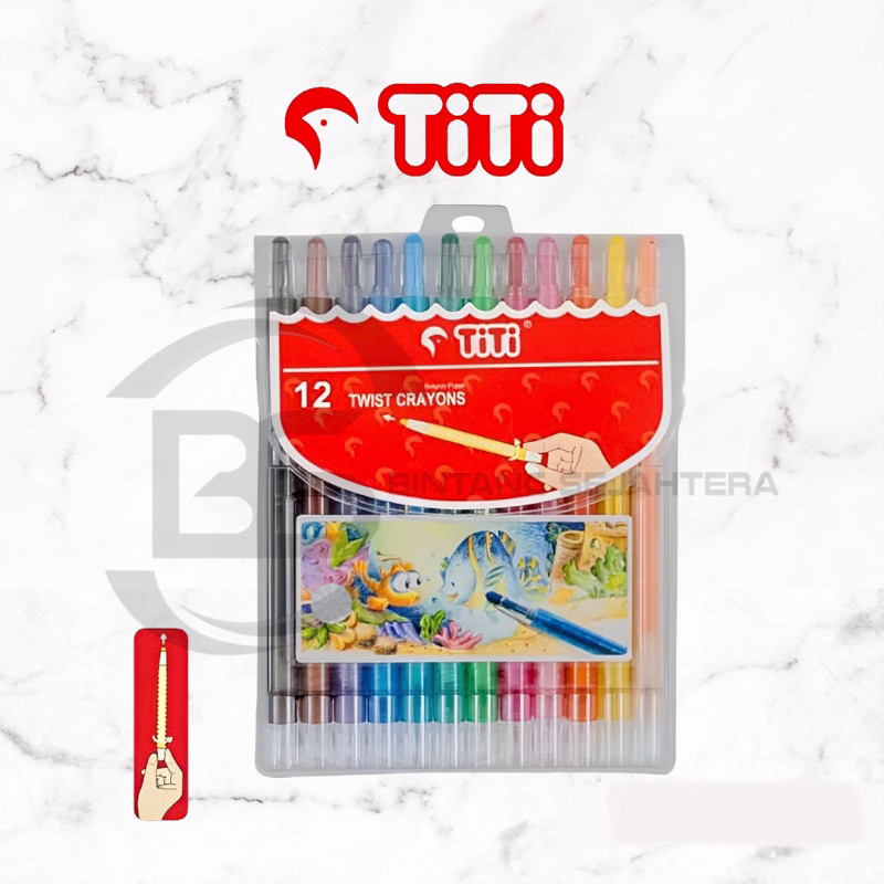 

Crayon / Krayon putar / Twist Crayons TITI 12 warna panjang