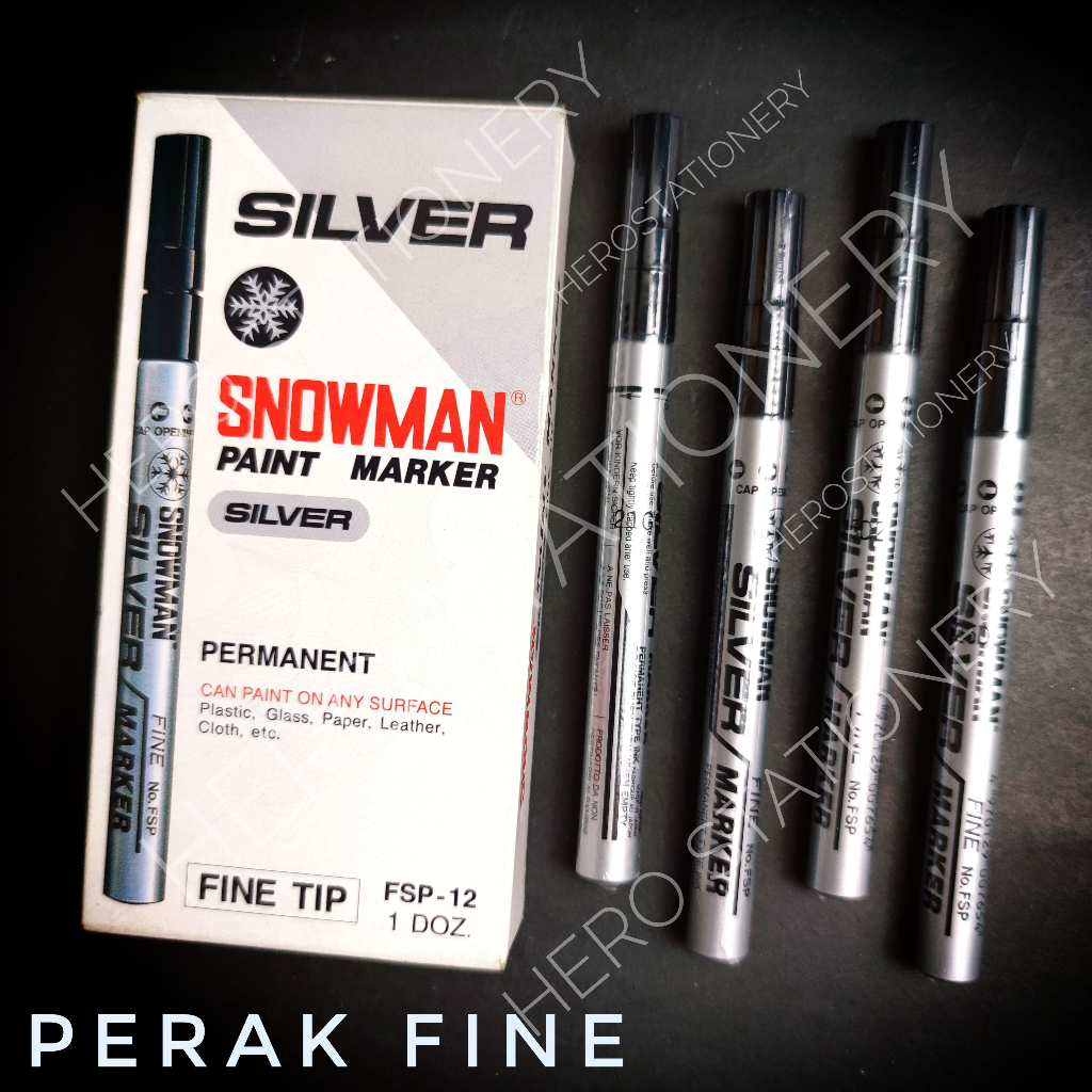 

Spidol permanen paintmarker snowman fine tip tinta perak silver 15 FSP-12