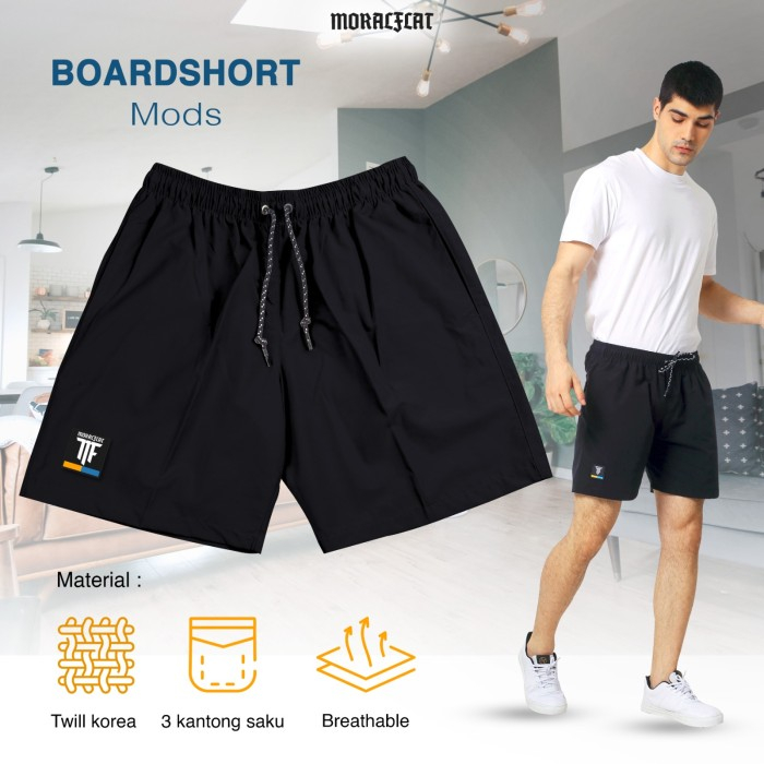 Moral Flat Official Boardshorts - Celana Pria - MODS - Black