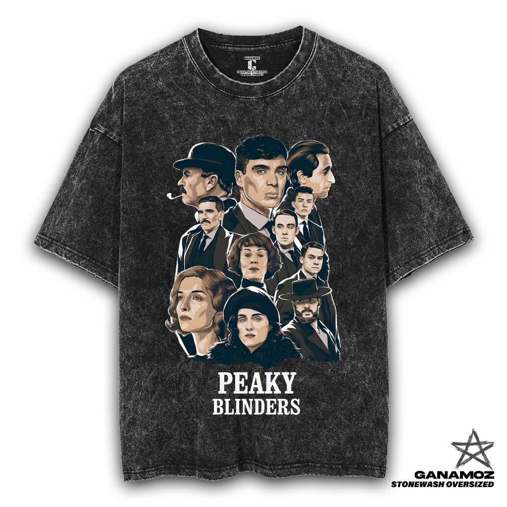 GANAMOZ Kaos Film PEAKY BLINDERS Stone Wash Oversize T-shirt | Kaos Oversize Wanita | Kaos Oversize 
