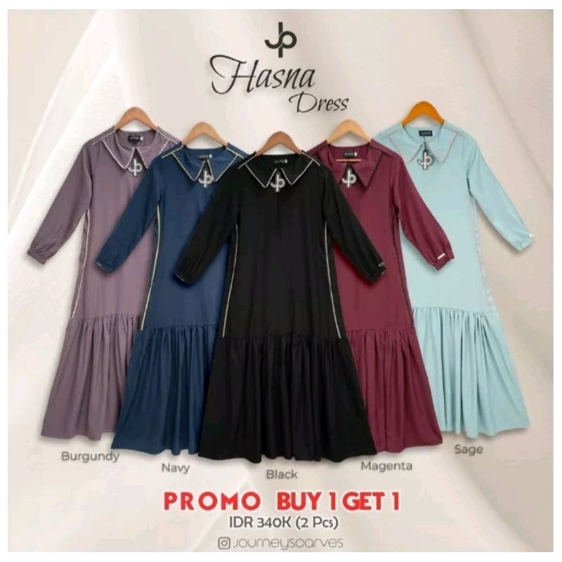 PROMO HASNA DRESS JOURNEY GAMIS POLOS MURAH