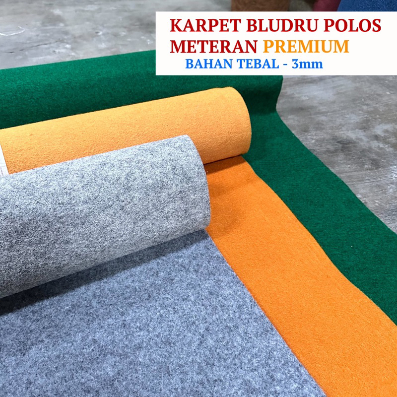 Karpet Bludru Polos Meteran Premium Masjid Panggung Pameran Tebal 3mm