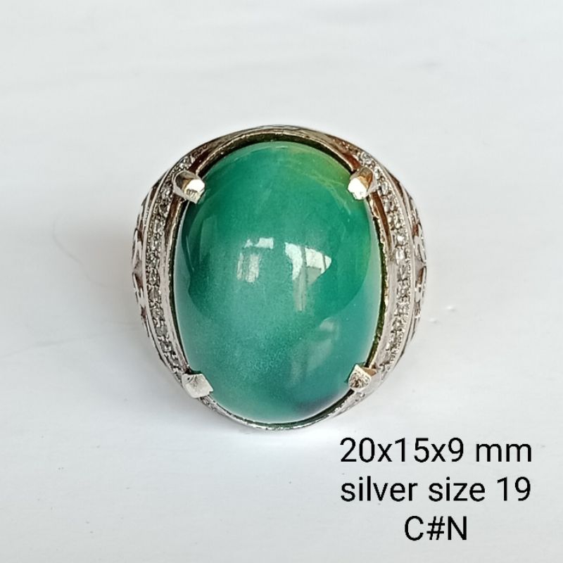ring perak pria, batu natural bacan doko