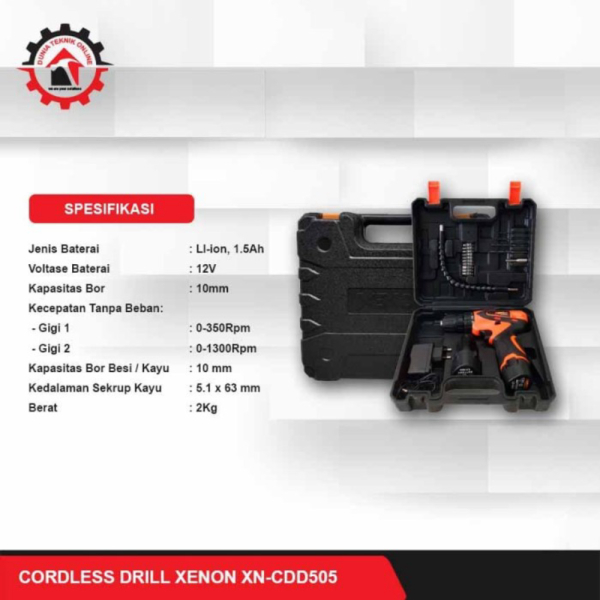 Bor Baterai Set Xenon CDD505 / CDD 505 Murah Cordless Drill / Batre Diskon