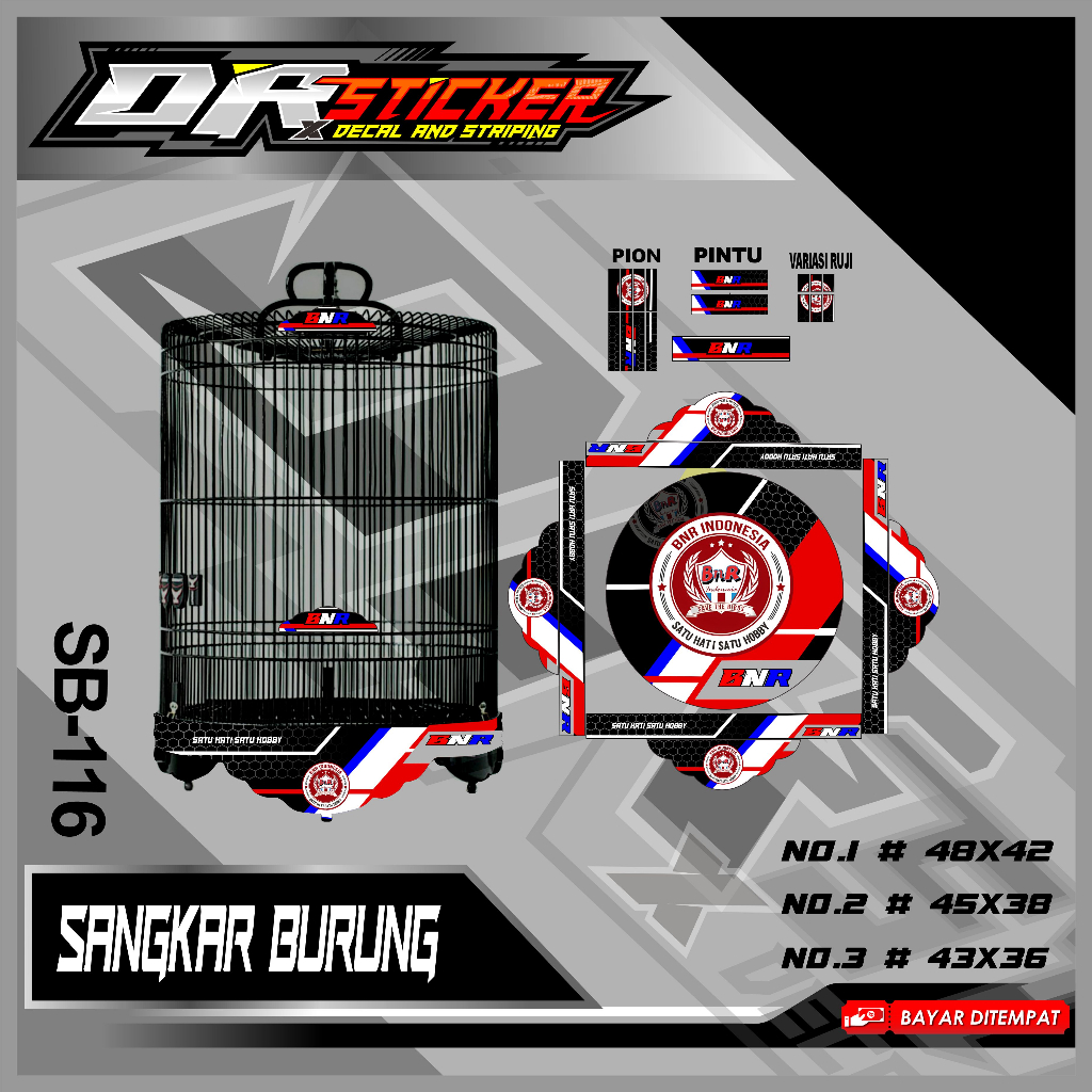 Stiker Sangkar Lovebird BNR | Stiker Tebok Lovebird Stiker Sangkar Burung Custom Desain BNR