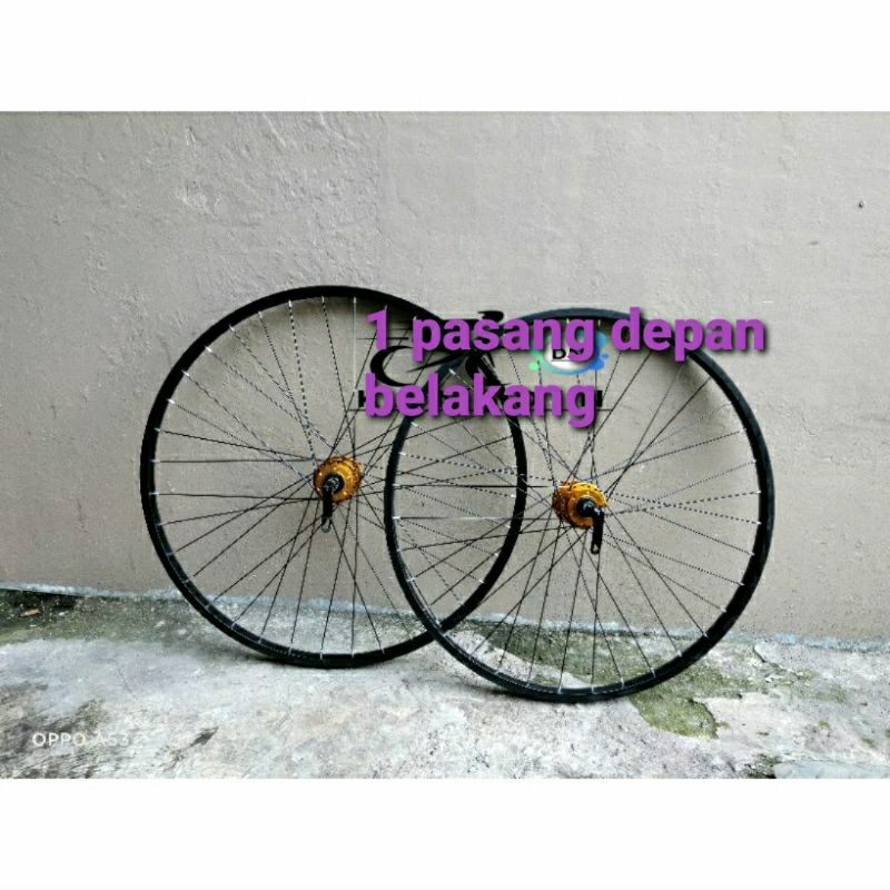 Wheelset Velg Hitam Ukuran 26 Alloy Depan Belakang Rims Sepeda Velg 