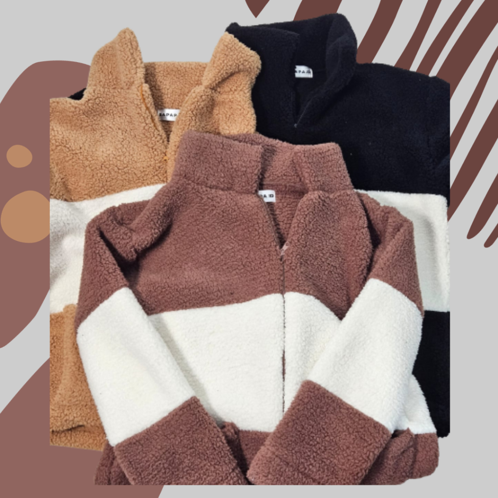 Sherpa Wanita Gemas Jaket Sweater Bulu Domba