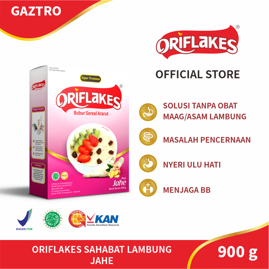 

Oriflakes sereal umbi garut Gaztro maag asam lambung - 900 Gram - Jahe