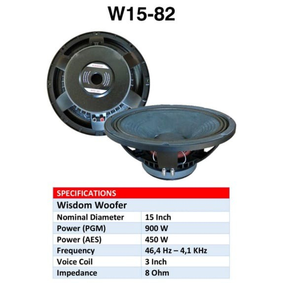 SPEAKER COMPONENT WISDOM 15 INCH W15-82 MID LOW 15 INCH ORIGINAL