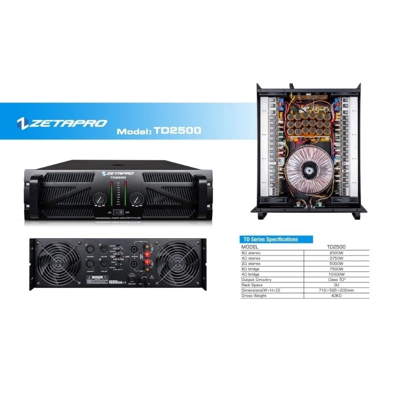 ZETAPRO TD2500 POWER AMPLIFIER ZETAPRO TD 2500