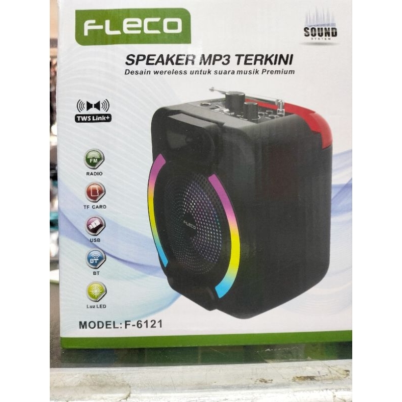 spiker mp3 super bass terbaru dengan desain wireles untuk suara musik yang premium fleco f-6121