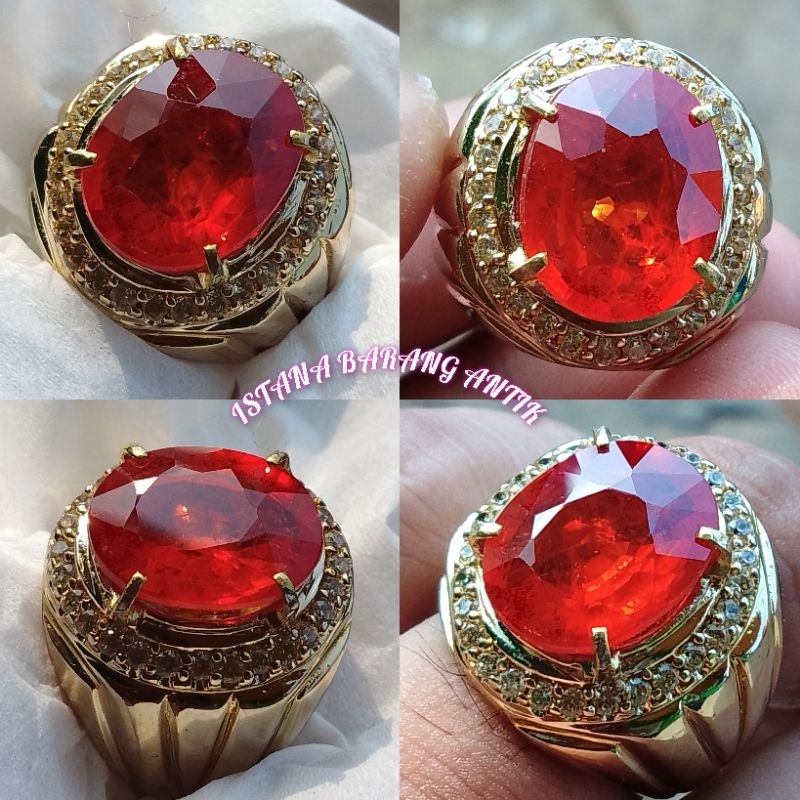 CINCIN BATU PERMATA PAPARACA SAFIR ASLI ORIGINAL