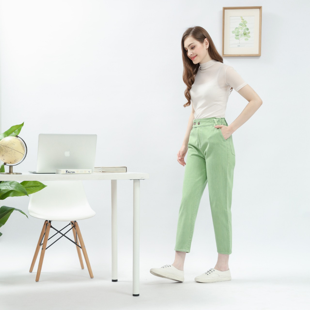 Celana Boyfriend Jeans Wanita Model Tali Silang