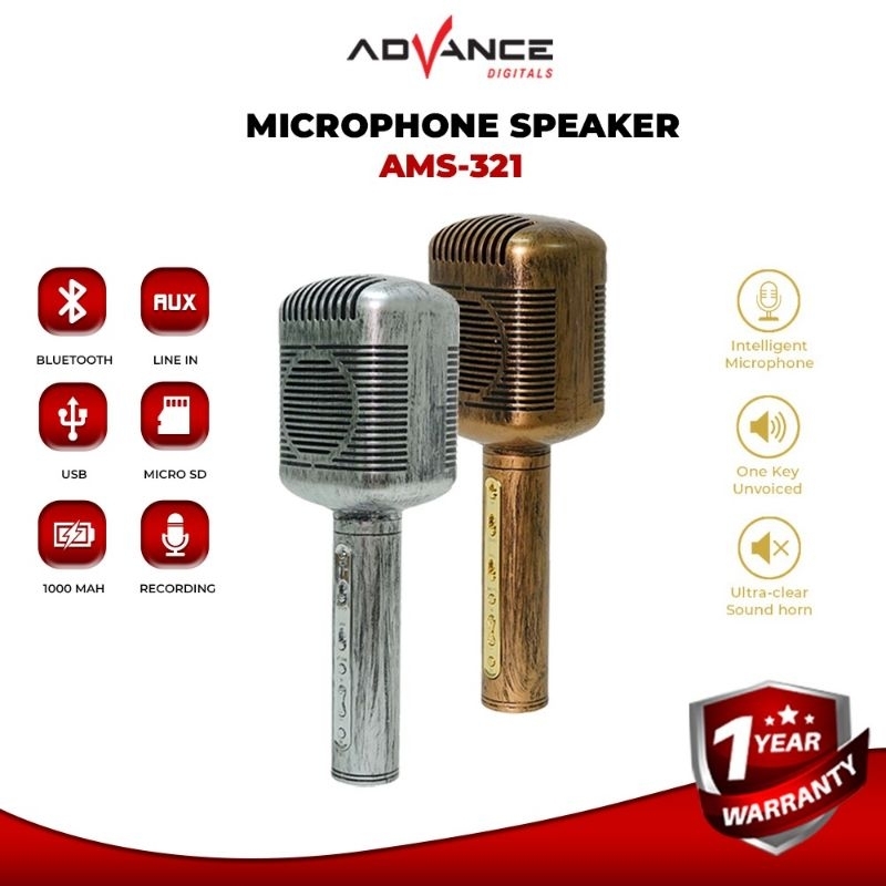ADVANCE MIC SPEAKER BLUETOOTH EXTRA BASS MODE MIC RETRO AMS321