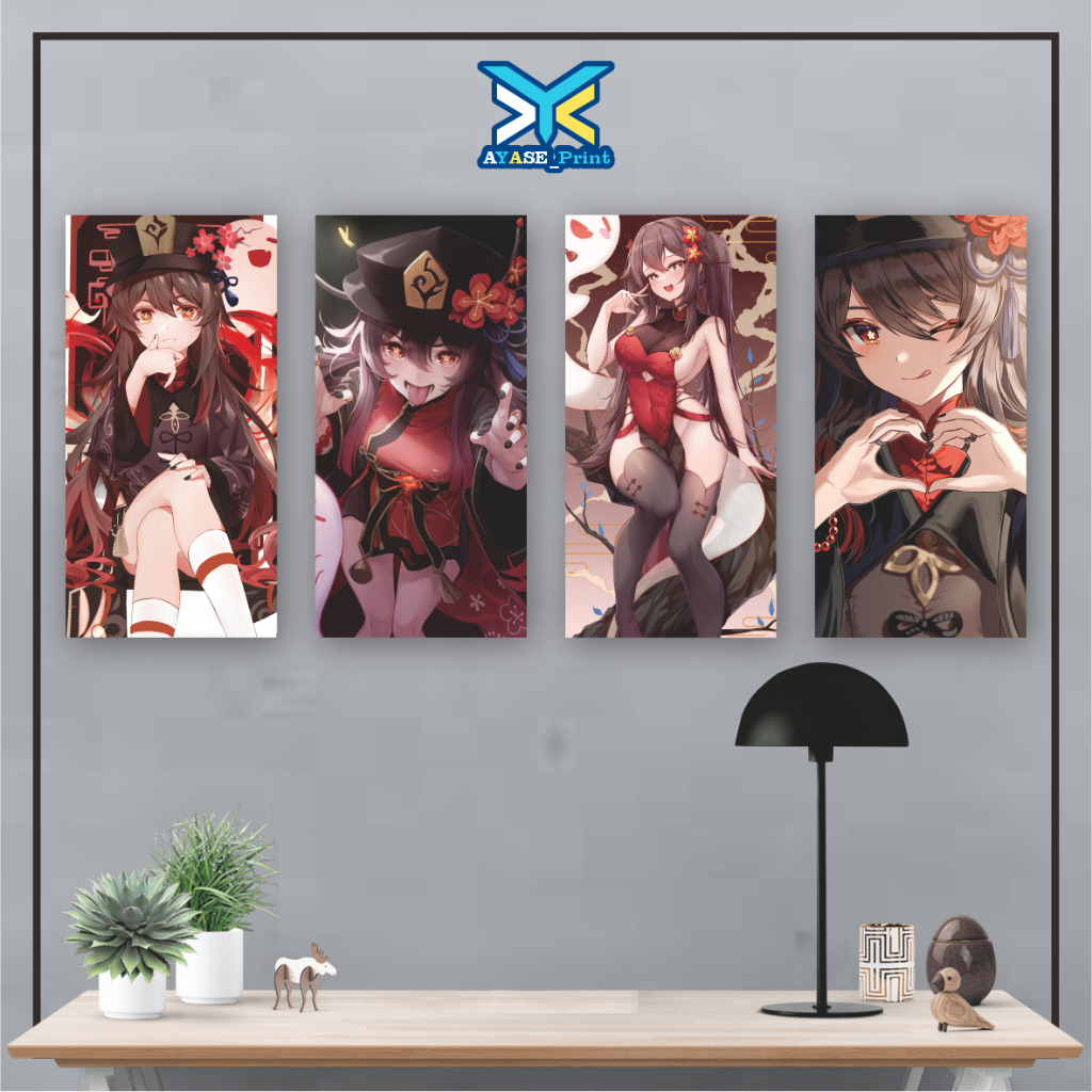 Wall Decor HUTAO GENSHIN IMPACT Pajangan Poster Kayu Hiasan Dinding Kamar Tidur Wallpaper Anime 10 x