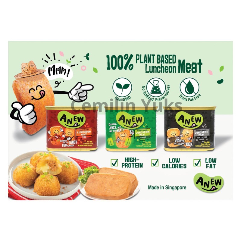 

Anew Vegetarian Luncheon Meat 340g Anew Processed Protein Classic Bbq Black Pepper