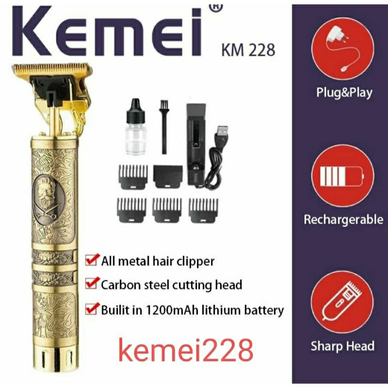 Kemei km228 cukuran kumis jenggot Cliper Trimer Pangkas Rambut  Km 228