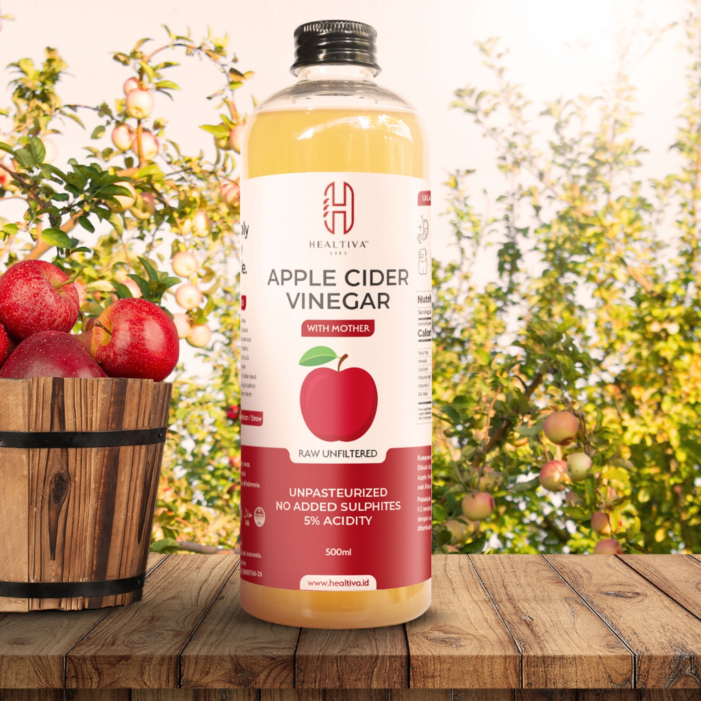 

Ay00! HEALTIVA Cuka Apel Organik 500ml / Apple Cider Vinegar With The Mother Cuka Sari Apel Murni